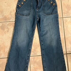 Stylish Blue Denim Jeans with Button Accents